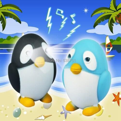 FREE SHIPPING by FEDEX 100pcs/lot Wholesale 3D LED Animal Penguin Keychain LED promotion keyring with Sound