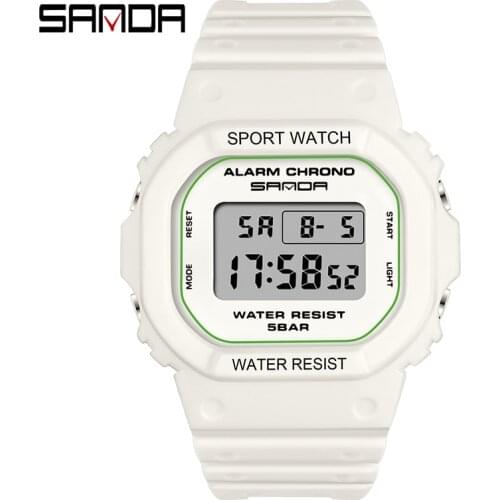 SANDA White Fashion Womens Watches Waterproof LED Digital Watch for Female Clock Ladies Sport Wristwatch relogio feminino 293