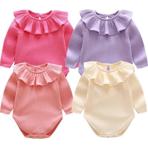 Baby Rompers Autumn Ruffle Long Sleeve Kids Onesie Newborn Baby Girls Clothes Vintage Princess Girls Jumpsuit Infant Outfits
