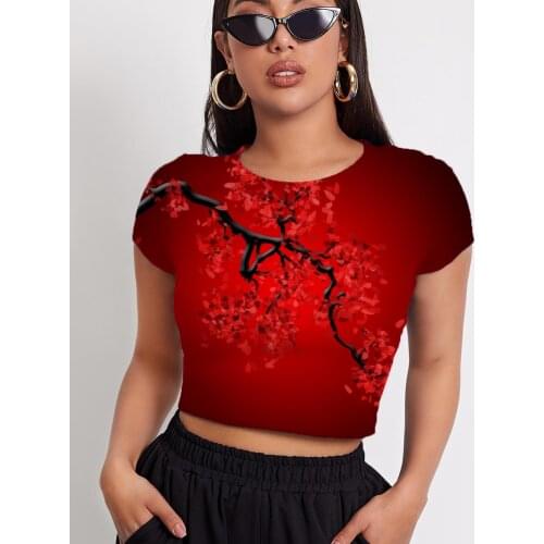3d Tshirt Flower T-shirt Women Art T-shirts 3d Red Tshirts Casual Harajuku Tshirt Printed Short Sleeve Hip Hop Fashion Style