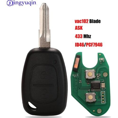 Jingyuqin 2 Button Car ASK VAC102 PCF7946 433MHZ Remote Car Key transmister For Renault Traffic/Master/Vivaro/Movano/Kangoo