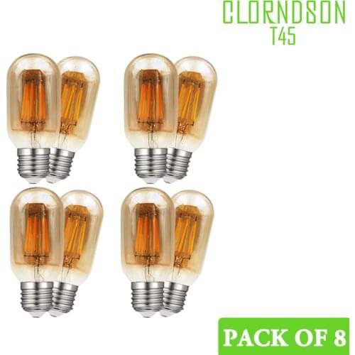 Pack of 8 Dimmable Amber Tubular Glass Bulbs 4W-8Watts Led Antique E27 E26 Retro Lamp 110V 220V Filament Bulbs Decorative Lamp