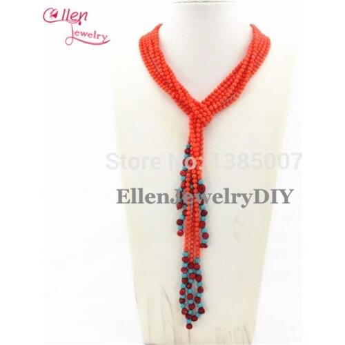 4-5mm Cute Orange Coral Necklace Holiday Party Bridesmaid Gift nigerian wedding african beads sets FL0525