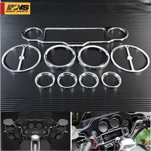 Stereo Accent+Speedometer+Speaker Trim Ring Set Chrome Plastic&Aluminum For Harley Touring Road Glide 1996-2013
