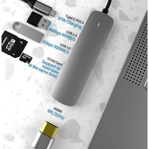 6 In 1 USB-C HUB type C to USB 2.0/3.0 HDMI Adapter For tablet laptop cell Phone docking station