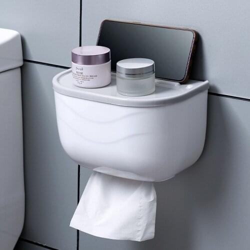 Bathroom Tissue Box Toilet Rolling Paper Holder Punching-free Waterproof Wall-mounted Toilet Nordic Plastic Paper Box