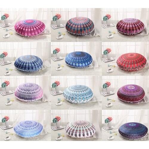 Round Mandala Floor Pillow Case Cover Bohemian Poufs Decorative Boho Pillowcase Diameter 75cm