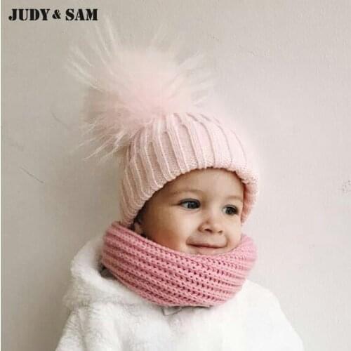 Baby Hat 2019 Clearance Beanie Hats with Fur Pelz Top Fitted Kids Accessories Winter Baby Hats Caps Knit hats