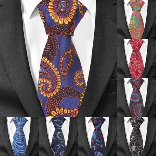 Fashion 8 cm Width Men Ties Business Paisley Necktie Gravatas Wedding Groom Neck Tie Cravat Polyester Jacquard Necktie For Gifts