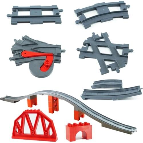 Big Size Bricks Toys Battery Operated Train Track Bridge Set for Kids Creative Track Building Blocks Compatible Big Size Brick