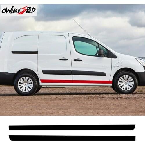 Carbon Fiber Stripes Side Skirt Stickers For-Citroen Berlingo M XL Car Door Sport Styling Auto Body Decor Vinyl Decals