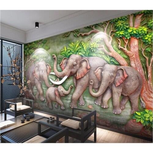 3d room wallpaper custom mural non-woven Chinese elephant relief background decoration painting photo wallpaper for walls 3 d