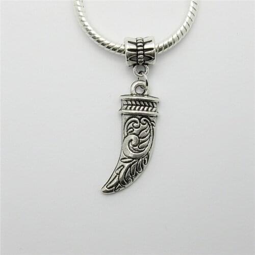 Wholesale lots 25pcs fit Pandora charms bracelet DIY pendant beads dangle wolfs fang charm pendants for jewelry making