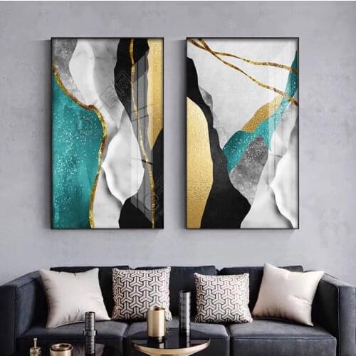 Nordic Canvas Painting Modern Abstract Luxury Line Posters Prints Wall Pictures for Living Room Bedroom Decor Gold Art Poster
