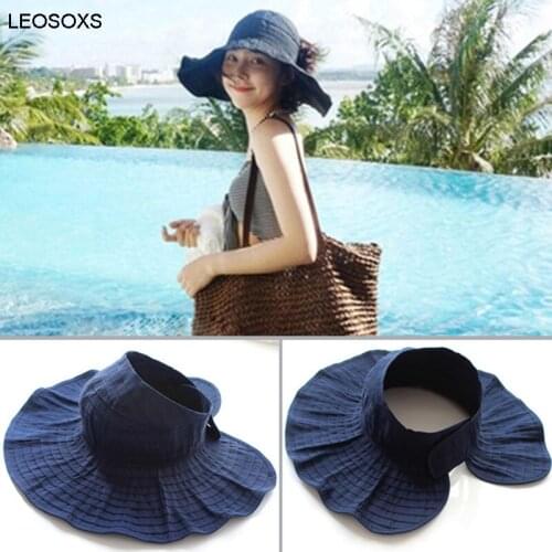 Womens Summer 2021 Fashion Hats With Big Eaves Sun Protection Caps Foldable Empty Top Hat Anti-ultraviolet Roll Sun Hat