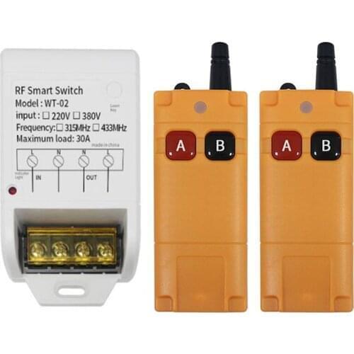 Universal RF Wireless AC 380V Remote Control Switch 1CH 30A Receiver Industrial Transmitter For water pump garage door opener