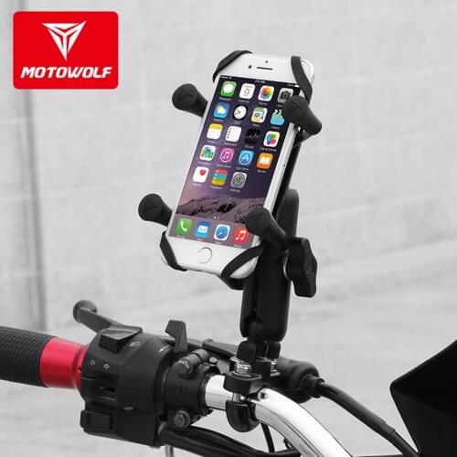 Universal Motorcycle mobile phone navigation bracket USB Charger aluminum alloy bicycle round handlebar X-shaped metal clip