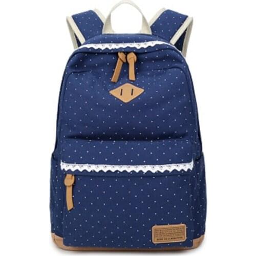 Spring and autumn new shoulder bag printing wave point female bag canvas student bag travel bag fashion casual youth backpack