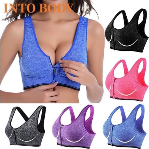 Of Women Front Zipper Sports Bras Breathable Wirefree Padded Push Up Sports Top Fitness Gym Yoga Workout Bra Sports Bra Top