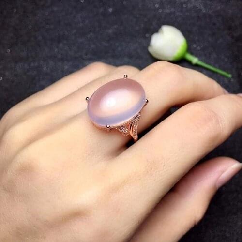 100% Natural And Real Rose Quartz luxury ring gemstone 925 sterling silver Ring