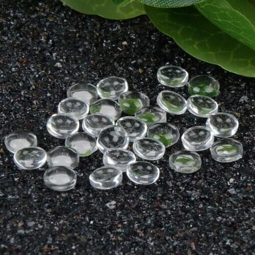 100pcs/lot 6mm Round Flat Back Clear Glass Cabochons For Fashion Jewelry Making