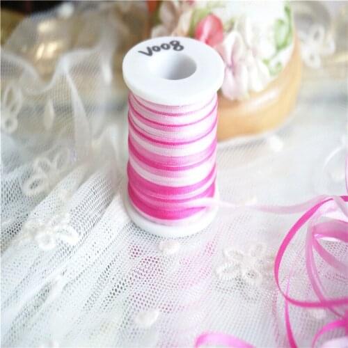 2mmX20m/roll variegated colors of 100% pure silk embroidery ribbon thin taffeta high quality silk ribbon Anya Ribbon Handcraft