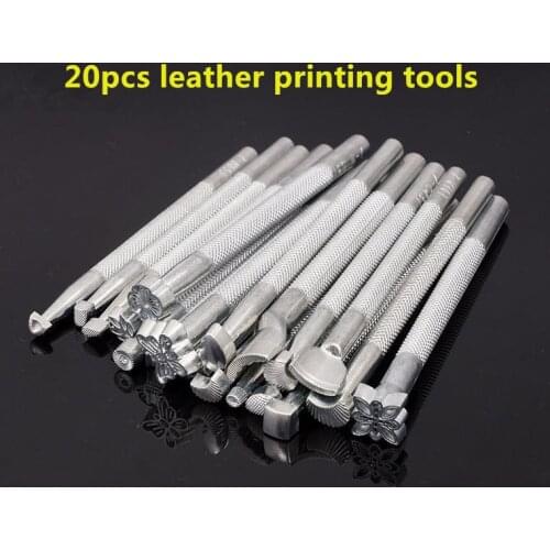 20Pcs Leather Printing Engraving Tools Handmade Sewing Saddle Bags Making DIY Printing Leather Craft Making Punch Stamps