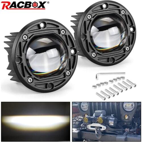 3Inch 8D LED Driving Light 20W Embedded Ellipse Work Light Led Lens 6000K White 3000K Yellow Driving Beam for Off Road SUV ATV