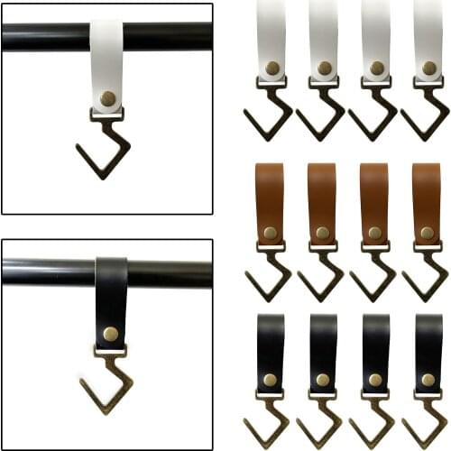 4pcs Leather Strap Metal Cookware Hanging Hook Multifunction Camping Outdoor Tools Pan Pot Holder Rack Hooks Hanger