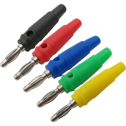 5/10Pcs Red Green Blue Yellow Black 4mm Solderless Side Stackable Banana Plug Connector
