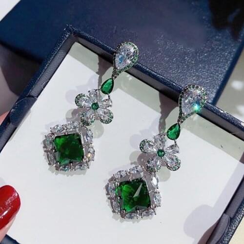 Brand Pure 925 Sterling Silver Jewelry For Women Bowknot Earrings Green Diamond Earrings Cute Crown Stud Earrings Party Jewelry