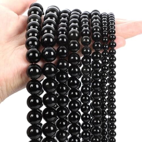 Natural Stone Beads Colorful Obsidian Charm Round Loose Beads for Jewelry Making Needlework Bracelet DIY 4-12 MM
