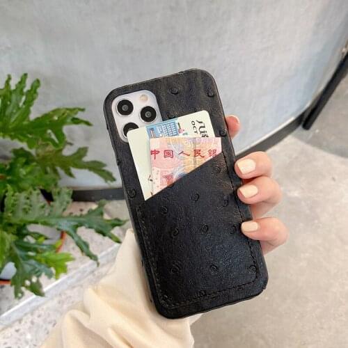 Ostrich skin Texture soft silicone phone case For iphone 12 Mini 11 pro XS MAX X XR 7 8 6 6S plus Pu Leather cover