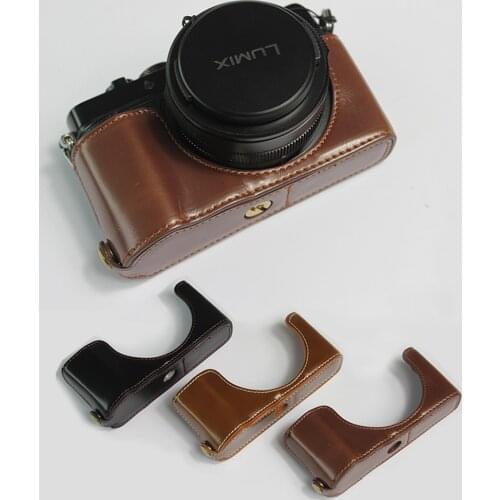 PU Leather half Case Cover For Panasonic LX100II LX100M2 LX100 MarkII camera bag shell With Battery Opening