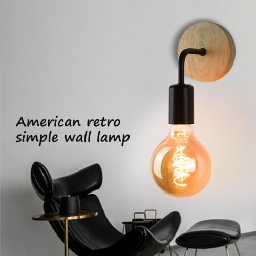 Wood Wall Lamp Vintage Sconce Wall Lights Fixture E27 110V 220V Bedside Retro Lamp Industrial Decor Dining Room Bedroom Light