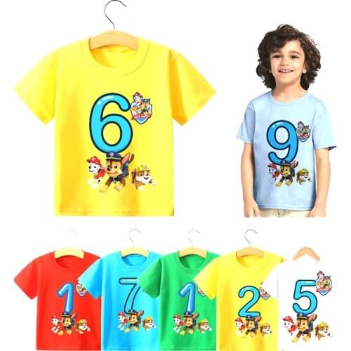 PAW Patrol Kids Digital T Shirt Chase Mashall Boys Girls Clothes Number Shirts Pawpatrol Summer Tops Children 1 To 10 Years