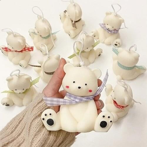 Diy Bear Candle Molds Scented Gypsum Candle Handmade Soap Ornaments Silicone Mold Aromatherapy Candle Making Mould