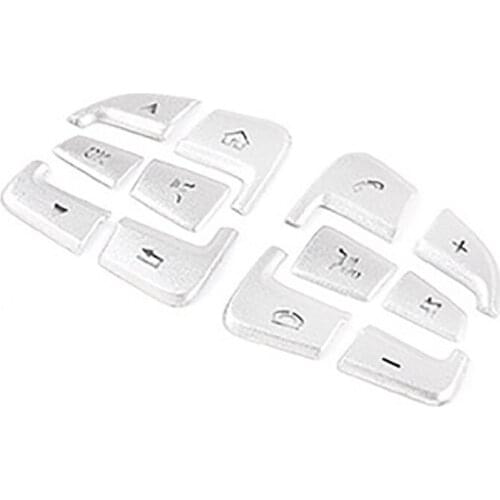 For Benz C V GLC Class 2015-2020 Car Aluminum Steering Wheel Button Trim Cover Decoration Stickers Accessories