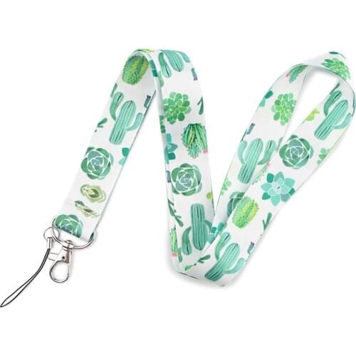 DZ515 Cactus Key lanyard Car KeyChain ID Card Pass Gym Mobile Phone Badge Kids KeyRing Holder Jewelry