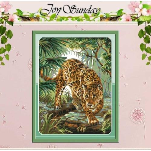 Jungle leopard animals counted 11CT 14CT Animals Cross Stitch Sets DIY Chinese Cross-stitch Kit Embroidery Needlework Home Decor