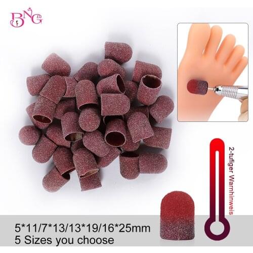 BNG 10pcs Electric Nail Drill Art Sanding Bands Sanding Caps Grit 80 Block Mandrel foot Car For Pedicure Temperature Change