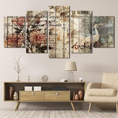 Hd Nordic Print Canvas Painting Art Wall Poster Modern Minimalist Kraft Paper Letter Paper Decor Five-Piece Mural Without Frame