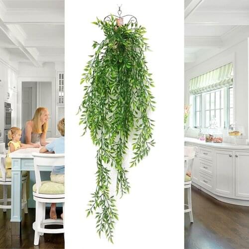 1Pc Artificial Green Vine Ivy Branches Wall Hanging Plastic Rattan Plant Fall Home Wedding Decoration Christmas Rattan