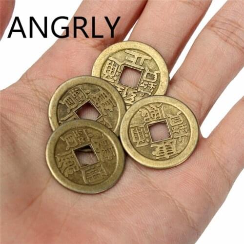 ANGRLY 24mm Chinese Feng Shui Lucky Ching/Ancient Coins Educational Emperors Antique Fortune Money Party Copper Craft Supplies