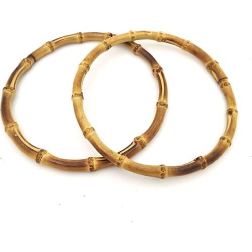 12cm/15cm Round Bamboo Bag Handles Wood Handcrafted Vintage Handbag Replacement DIY Accessories For Bags Bag Handles
