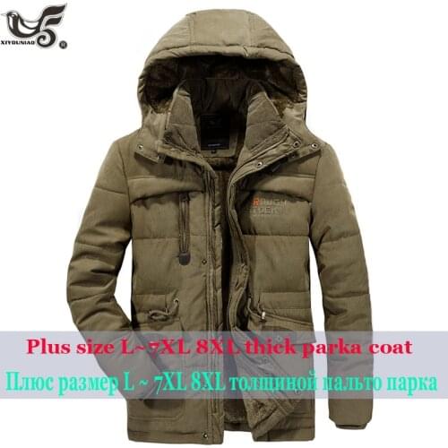 XIYOUNIAO plus size L~7XL 8XL winter jacket thick warm men Detachable windbreaker hooded Cargo Multi-pocket male parka coats
