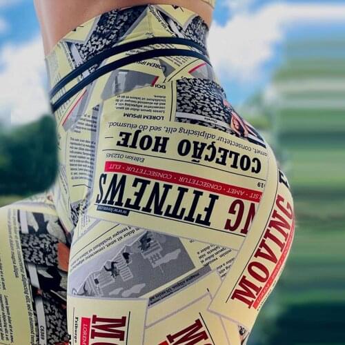 New Fashion Print Leggings Women Slim Fitness High Waist Elastic Workout Leggings for Sport Running Pants Booty Push UP Legging