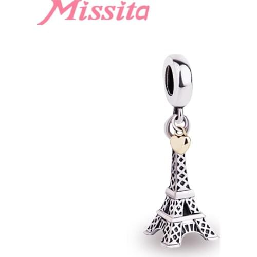 MISSITA 2019 New Fashion Tower Charm fit Brand Charms Bracelet DIY Jewelry Women Silver Color Jewelry Accessories
