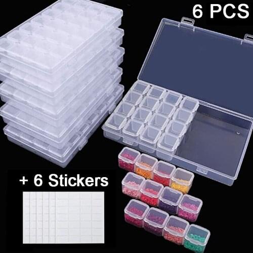 28 Slots Diamond Painting kit Adjustable Plastic Storage Box Nail Art Rhinestone Tool Bead Storage Box Case Organizer Holder kit