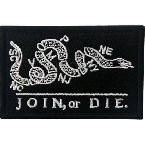 Embroidery Patch Join Or Die Snake Flag Patch Tactical Emblem Badges Applique Decorative Embroidered Patches For Clothing